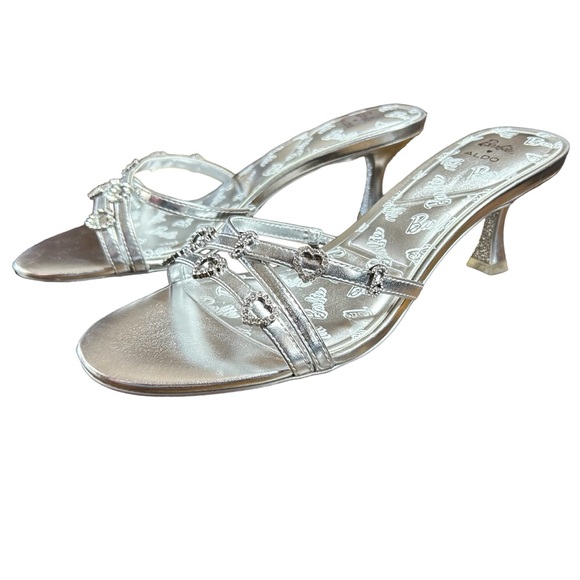 Aldo X Barbie Mule Silver Heels Rhinestone Embellished Rare Collector In Box 7.5 - Picture 2 of 16
